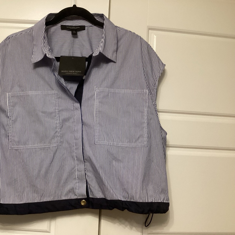 Marc New York Blue and White Striped Shirt